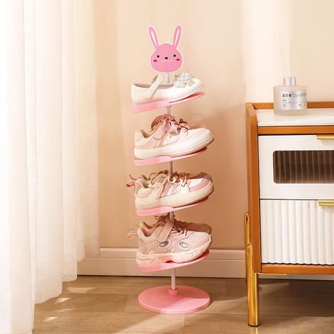 Étagère à chaussures rotative pour enfants, petite étagère à chaussures de style dessin animé pour la maison, étagère à chaussures tridimensionnelle pour économiser de l'espace (1/5)