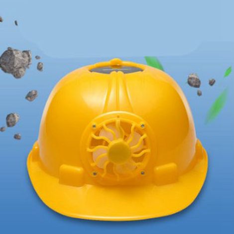 Casque de sécurité ventilé à énergie solaire, anti-chaleur, respirant, anti-UV, pour chantier, été, extérieur, jaune (1/5)