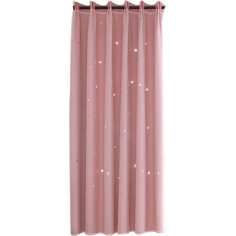 Voile étoilée ajourée rose pour fenêtre - Rideau tulle décoratif salon chambre (1/5)