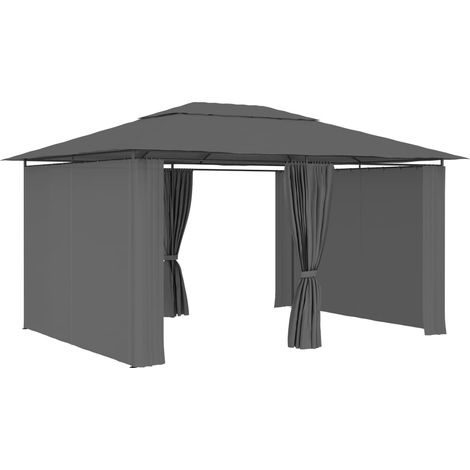 Tonnelle de jardin avec rideaux 4 x 3 m Anthracite (1/5)