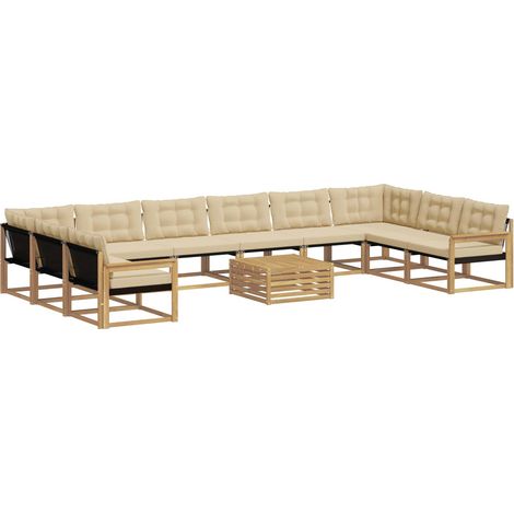 Set di divani da esterno con cuscino 11 pcs Bianco e Beige vidaXL (1/5)