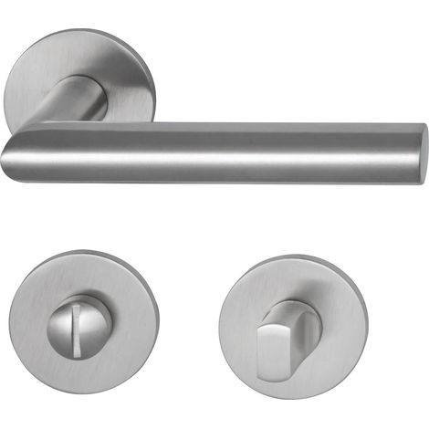Garniture de poignée de porte en acier inoxydable mat (1/3)