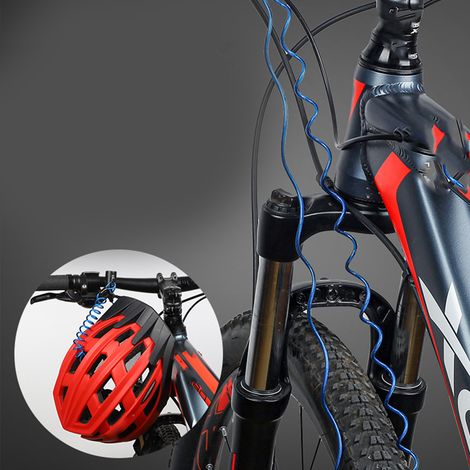 Câble de sécurité pour casque moto en aluminium - Antivol extérieur avec chaîne bleue et noire (1/2)