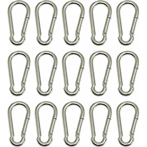 Packung mit 15 verzinkten Stahlkarabinerhaken, 4 x 40 mm (1/3)