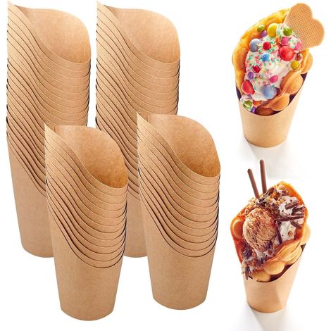 Pommes-Frites-Becherhalter, 50 Stück Pommes-Frites-Schalen, Pommes-Frites-Behälter, Papier-Pommes-Frites-Tüten, Pommes-Frites-Tüten, schräge Pommes-Frites-Behälter, Becherhalter aus Kraftpapier, geeig