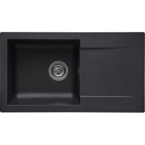 STRADOUR Evier a encastrer EINNA, en SMC NOIR PAILLETE - 06, 1 bac, dim. 78 43,5 cm, vidage manuel (1/2)
