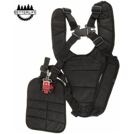 Harnais à Double Bandoulière Rembourré pour Débroussailleuse, Tondeuse et Taille-Bordures, Sécurité Noir (1/5)