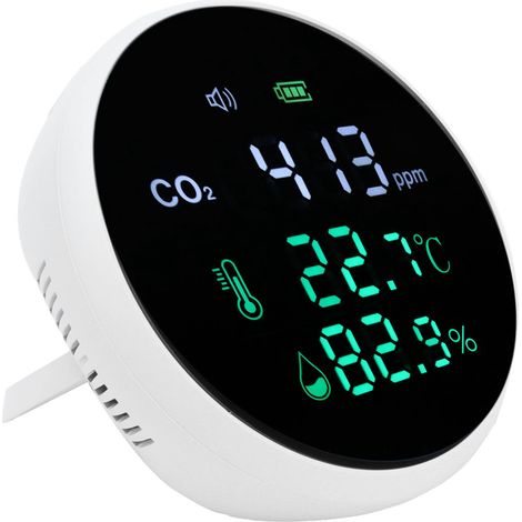 Moniteur de qualité de l'air, thermomètre, hygromètre, affichage numérique, détecteur multifonctionnel, chargement USB (1/5)