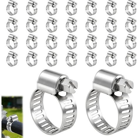 Collier de Serrage Réglable Inox 304, Colliers Métalliques pour Tuyaux, Durites et Applications Auto, Plomberie et Industrie avec Serrage Fort et Résistant (1/5)