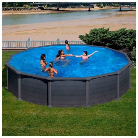 Piscina Gre Redonda Granada Kitpr358Gf Desmontable Imitacion Grafito Gre (1/5)