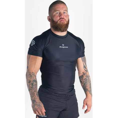 Progress Herren Kurzarm-Rashguard Academy Schwarz Größe L