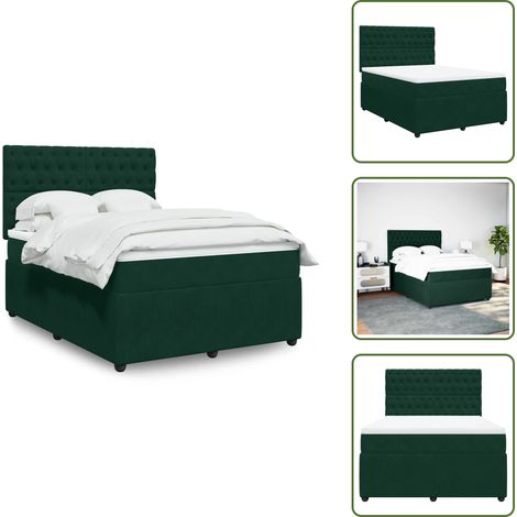 Sommier à lattes de lit et matelas Vert foncé 160x200cm Velours - Sommier À Lattes De Lit - Sommiers À Lattes De Lit - Lit - Meuble De Chambre À Coucher (1/5)
