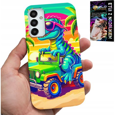 Custodia per Samsung Galaxy M23 - dinosauro su un camion, motivi per bambini (1/5)