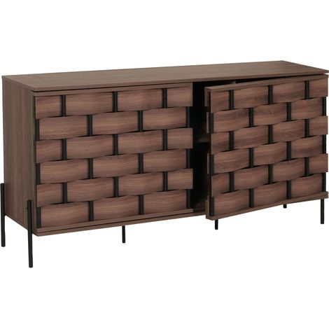 [NON UTILIZZATO] Credenza armadietto sideboard push to open HHG-610 80x153x40cm legno effetto 3D marrone