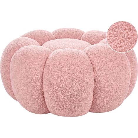 Grand Pouf Moderne Siège d'Appoint Salon Chambre à Coucher Tissu Bouclé Rose Beaufort