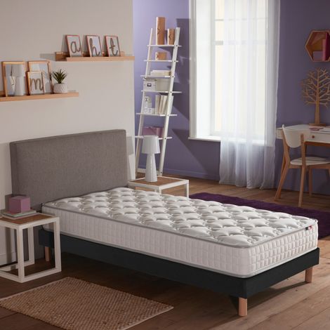 Pack literie ASTRE matelas à ressorts et sommier en bois massif 90 x 190 Sommier Noir (1/5)