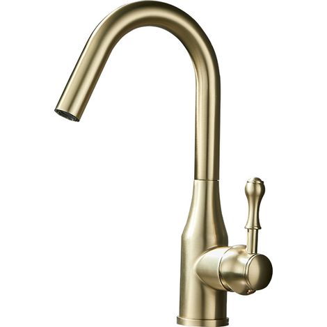 Robinet de Lavabo Inoxydable 304 à Bec Pivotant 360°, Cartouche Céramique, Mélangeur 1 Trou pour Meuble de Salle de Bain, Finition Brossée-Alovez (1/5)