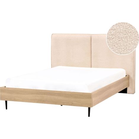 Bett mit Lattenrost Bouclé IZERNORE 140 x 200 cm Beige (1/5)