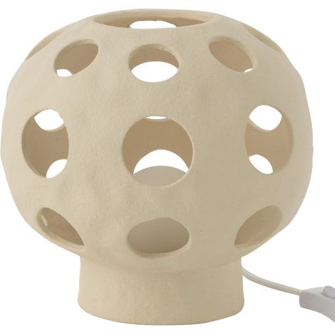 Lampe à Poser en Céramique "Globe" 25cm Beige (1/4)