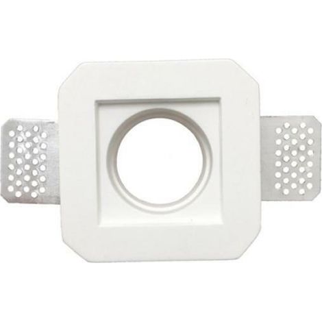Portafaretto in gesso a scomparsa quadrato lato 9,3cm per lampadine led gu10 kit 5 pezzi (1/2)