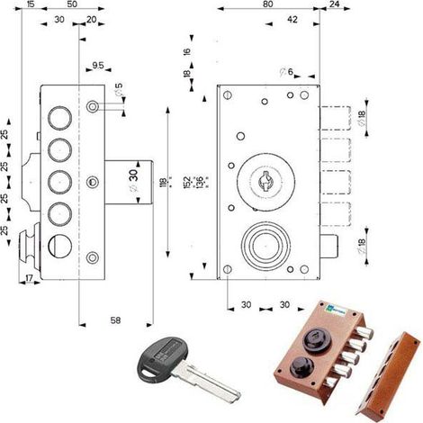 SERRATURA SIC.SEMPLICE SX POMPA SCR. 30416 MOTTURA