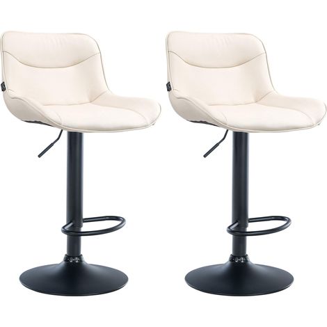 Set di 2 sgabelli da bar x1 con cuciture decorative in PVC crema piede a tromba metallo nero 100004455