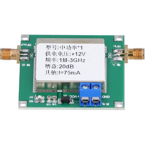 Module amplificateur RF faible bruit 19,5dB gain, 12V DC 75mA, 1MHz à 3GHz bande passante, carte ampli (1/5)