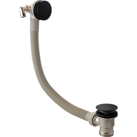 RAK Round Freeflow Overflow Bath Filler with Click Clack Waste - Black (1/2)