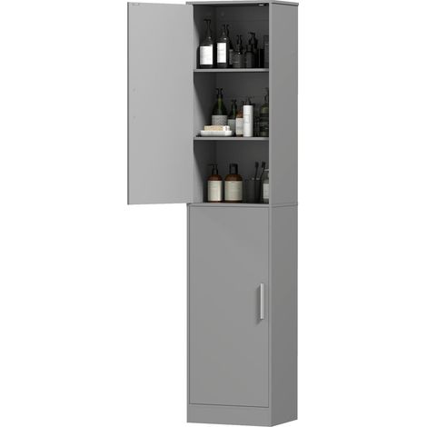 Pour petits espaces gain de place meuble colonne de salle de bain haut doubles armoires 40 x 35 x 180 cm gris (1/5)