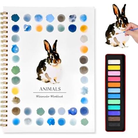 Aquarell-Übungsbuch für Anfänger, Aquarell-Malbuch für Erwachsene und Kinder, 12 Farben, Bastelidee zur kreativen Entfaltung, Ostergeschenk (1/5)