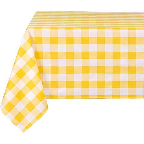 1 Nappe Tissu Imperméable Carreaux Jaune Et Blanc 110x140cm Résistante Intempéries Pour Jardin Fêtes (1/5)