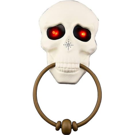 Sonnette de porte en forme de crâne d'Halloween avec lumières et sons - Accessoire de sonnette effrayant (1/3)