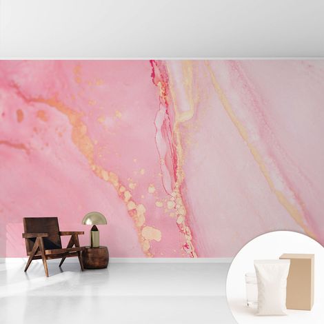 Papier peint intissé mural installation rapide du papier peint durable et résistante - Colle incluse gratuite Abstraction pastel 416x254 cm (1/5)