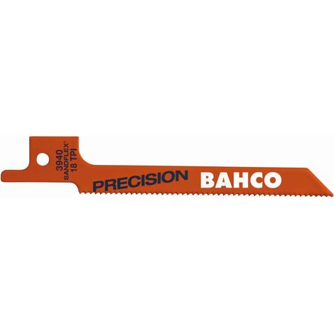 Bahco Jeu de lames de scie sabre bimétal Sandflex pour métal de précision, 24 dents au pouce, 100 mm - 5 pcs/boîte - 3940-100-24-SC-5P