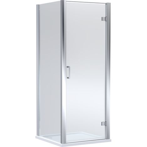 Balterley Ellenhall Hinged Shower Door with 6mm Safety Glass, Side Panel & 900x900mm White Tray in Chrome Frame