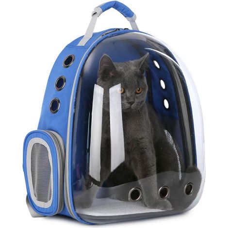Sac de transport pour chat et petit chien - En Oxford résistant aux taches - Charge 10 kg - Dimensions 33x27x44 cm - Idéal voyage et vétérinaire - bleu (1/5)