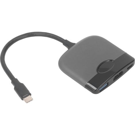Adaptateur USB-C vers interface multimédia HD pour consoles de jeux, ordinateurs portables et tablettes Android. Station d'accueil 55 W Type C PD, interface multimédia HD, USB 3.0 PD, noir et gris. (1/5)