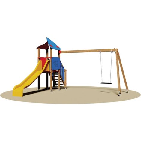 Torretta Calgary 773 Giochipark legno 7x7cm H 260cm scivolo altalena 1 posto (1/3)