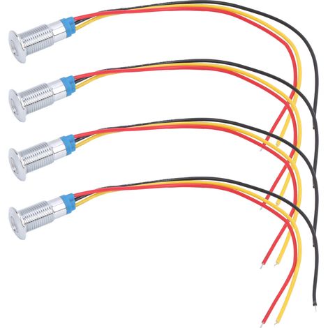 4 Ensembles LED Ronds Étanches Pré-câblés 2 Couleurs (Rouge/Jaune) - Anode Commune 8mm 36V pour Feux de Signalisation (1/5)