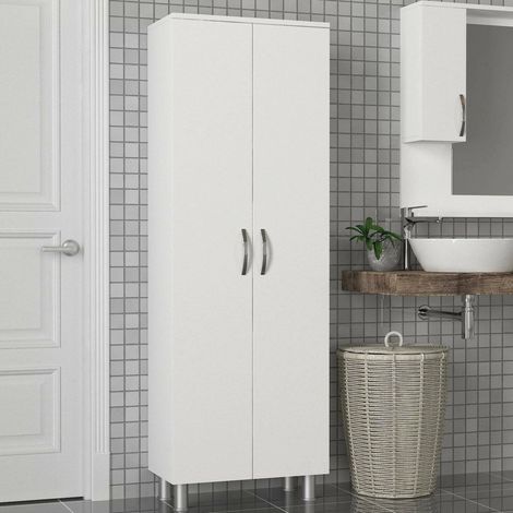 Armadio Multiuso 2 Ante Vincent, 5 Ripiani, Apertura Battente, 2 Ante, 59x162h cm Bianco (1/4)