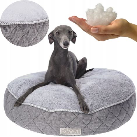 Cama redonda para perros DOTTY, puf, cojín para gatos, pana, felpa minky (1/5)
