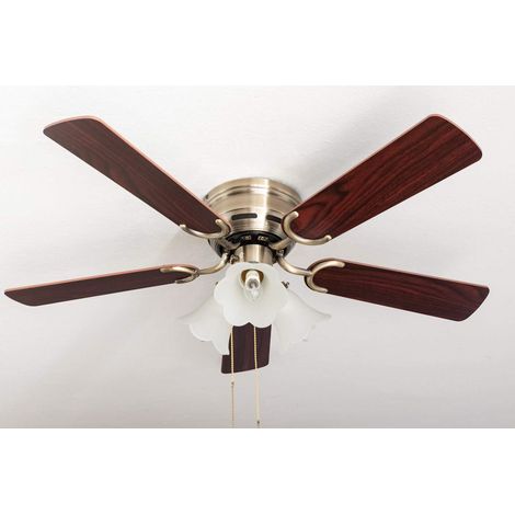 Pepeo Kisa Deluxe in Ottone Antico con Illuminazione Ventilatore da soffitto. 44 W, Palissandro/Noce Scuro, 105 cm (1/5)