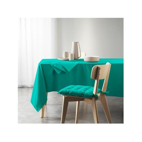 Nappe rectangle uni en coton recyclé "Mistral" - Vert emeraude - 140 x 240 cm - Livraison gratuite (1/3)