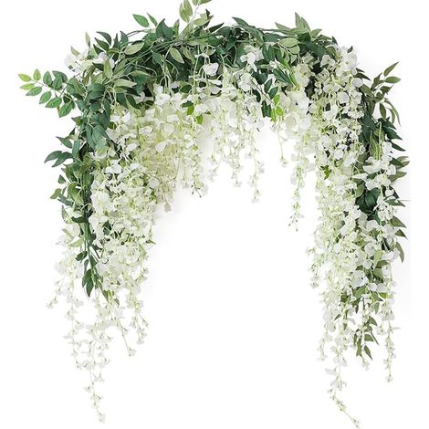 Artificial Wisteria Garland Wall Decor Outdoor Decor White (1/5)