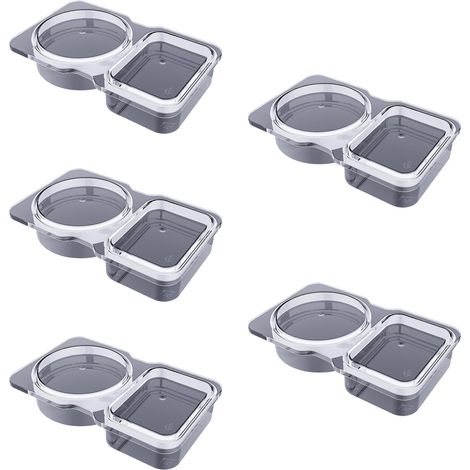 5/10/15/20 boîtes à sauce à double compartiment, réutilisables, en plastique gris, 9x14x3 cm, pour sauces, collations et échantillons (1/5)