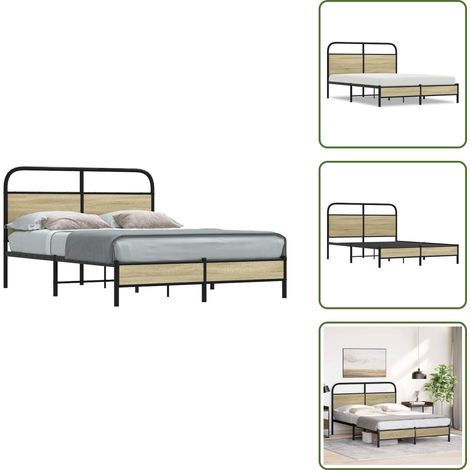 Cadre de lit sans matelas 140x190 cm chêne sonoma - Cadre De Lit - Cadres De Lit - Meuble De Chambre À Coucher - Lit (1/5)