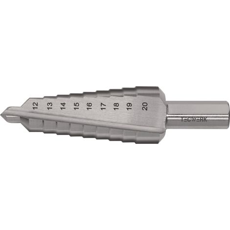 Broca  escalonada para  taladrar 12-20mm  HSS estriada  recta Z.2  escalones 9  TECWERK (1/3)