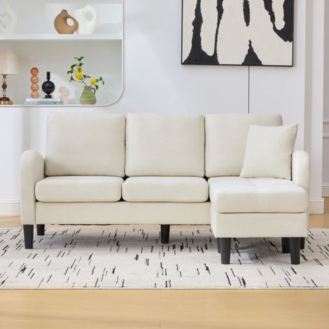 Divano angolare a L 3 posti con chaise longue modulare 166 x 118 x 77 cm beige chiaro HAVRYA (1/5)