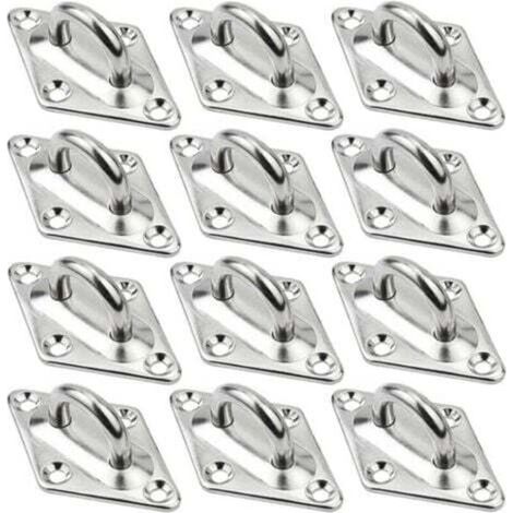 Piastre con occhielli romboidali, kit di 12 pezzi con occhielli in acciaio inox M5 per carichi pesanti, ganci di sospensione a soffitto, staffe ad anello a parete, ganci di ancoraggio per appendere og