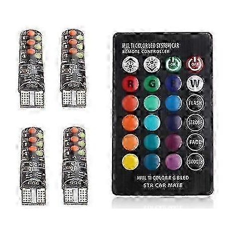Ampoule LED T10 W5W RGB Canbus 194 168 5050SMD pour plafonnier de voiture avec télécommande (1/5)
